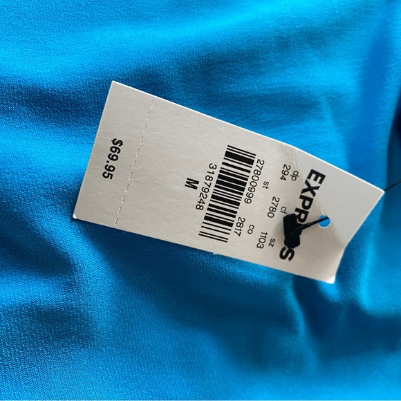 NWT. Blue, wrap midi dress with lining. - Picture 6 of 6